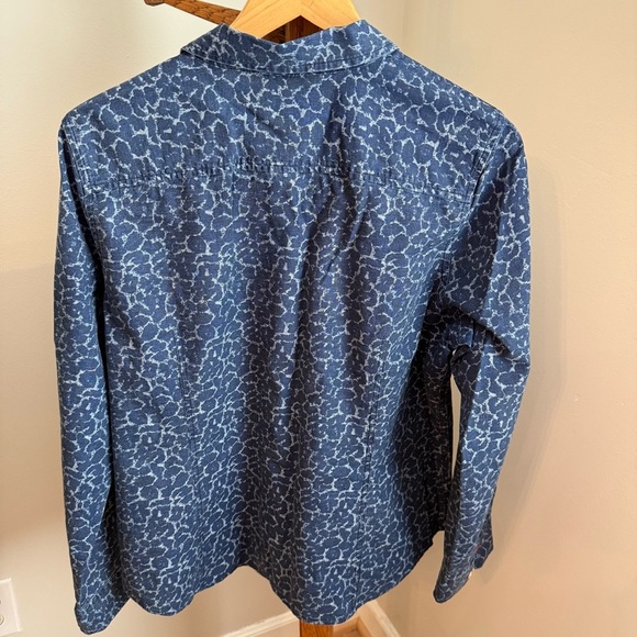 Talbots 16 Petite Button Down Denim Patterned Shirt - Picture 5 of 7